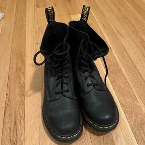 Doc martens lace up black leather boots